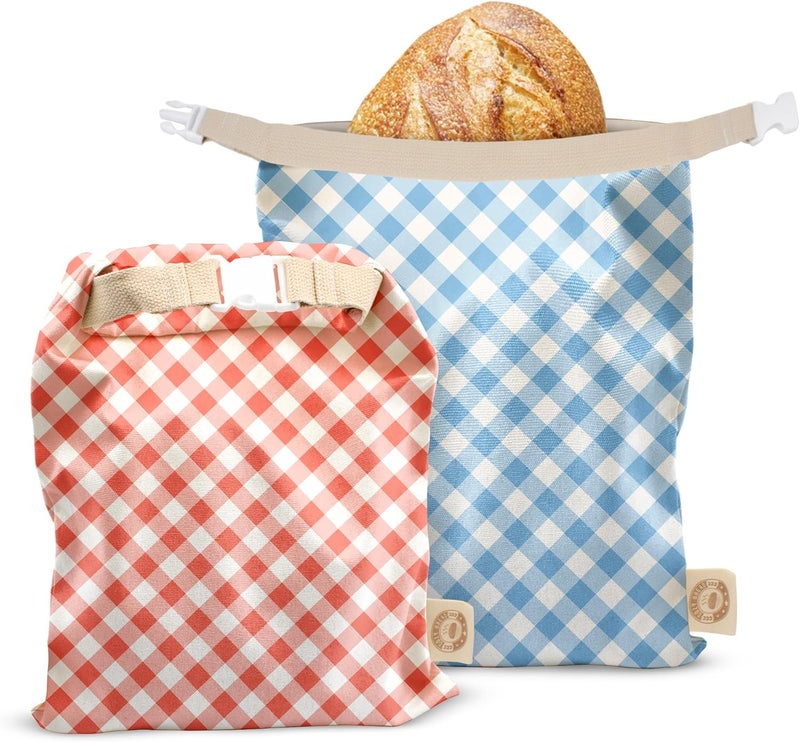 Cozy Bread ® Reusable Bread Bag Set for Home Bakers | USA Brand | Charming Designs (Gingham) - Image 1